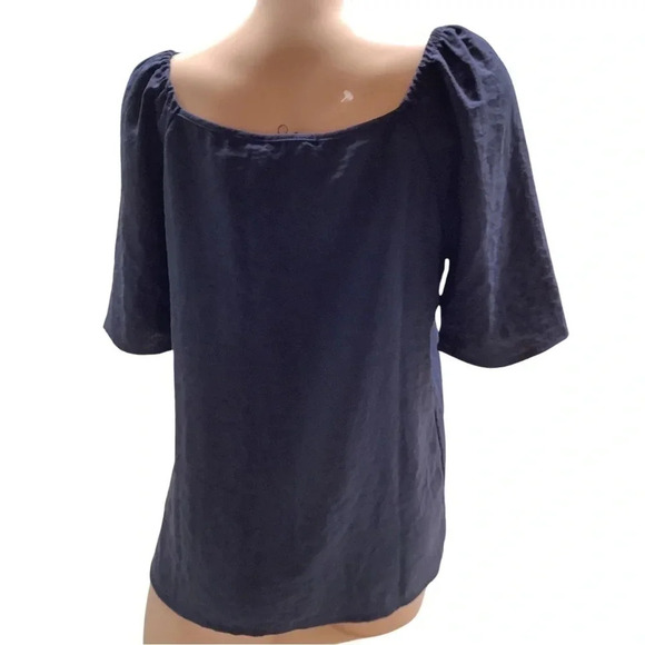80 Park Bedazzled V Cut Off The Shoulder Style Blue Blouse Size Medium New - Picture 3 of 7